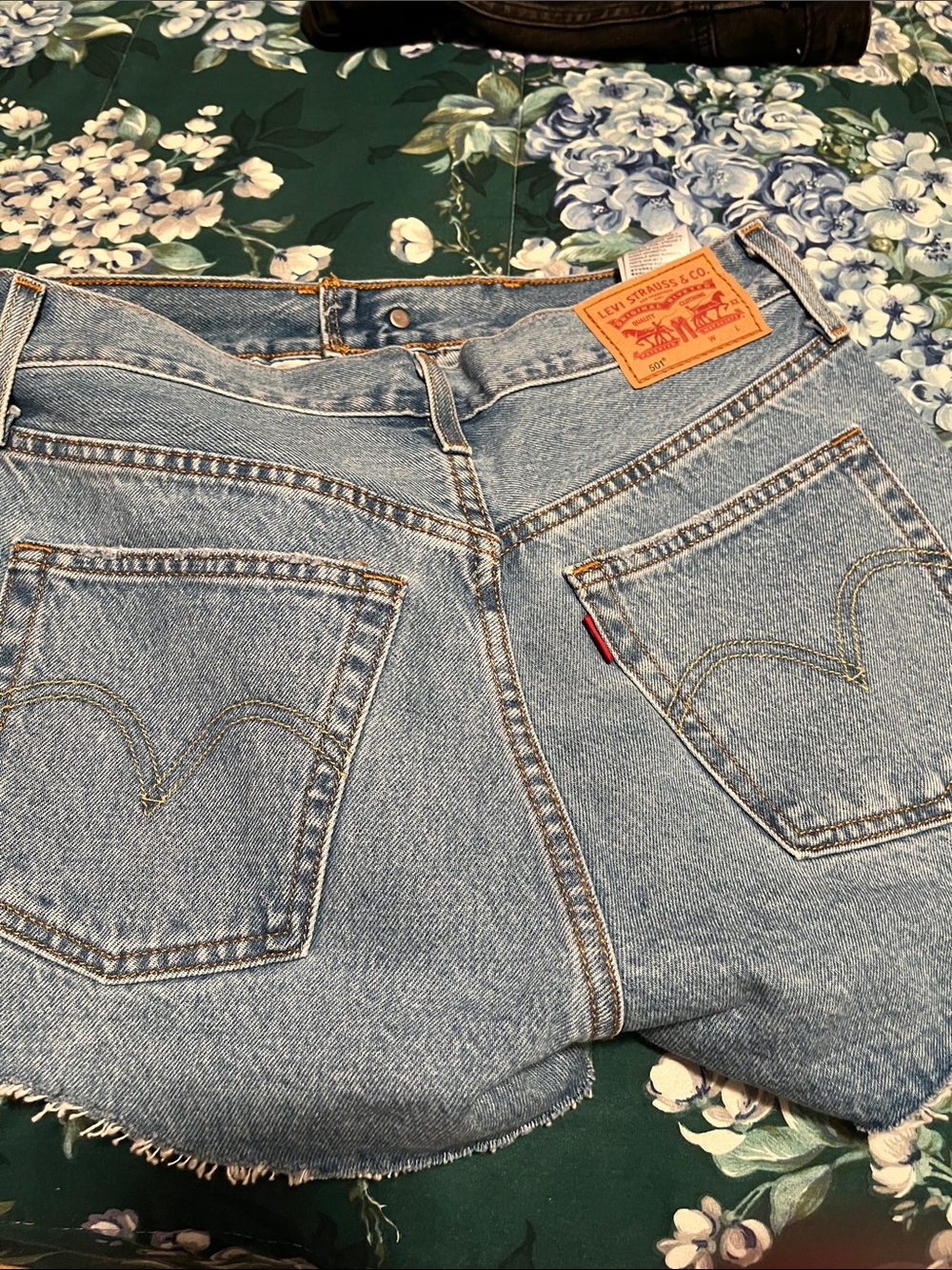 Levi's Light Blue High-Rise Cropped Denim Shorts